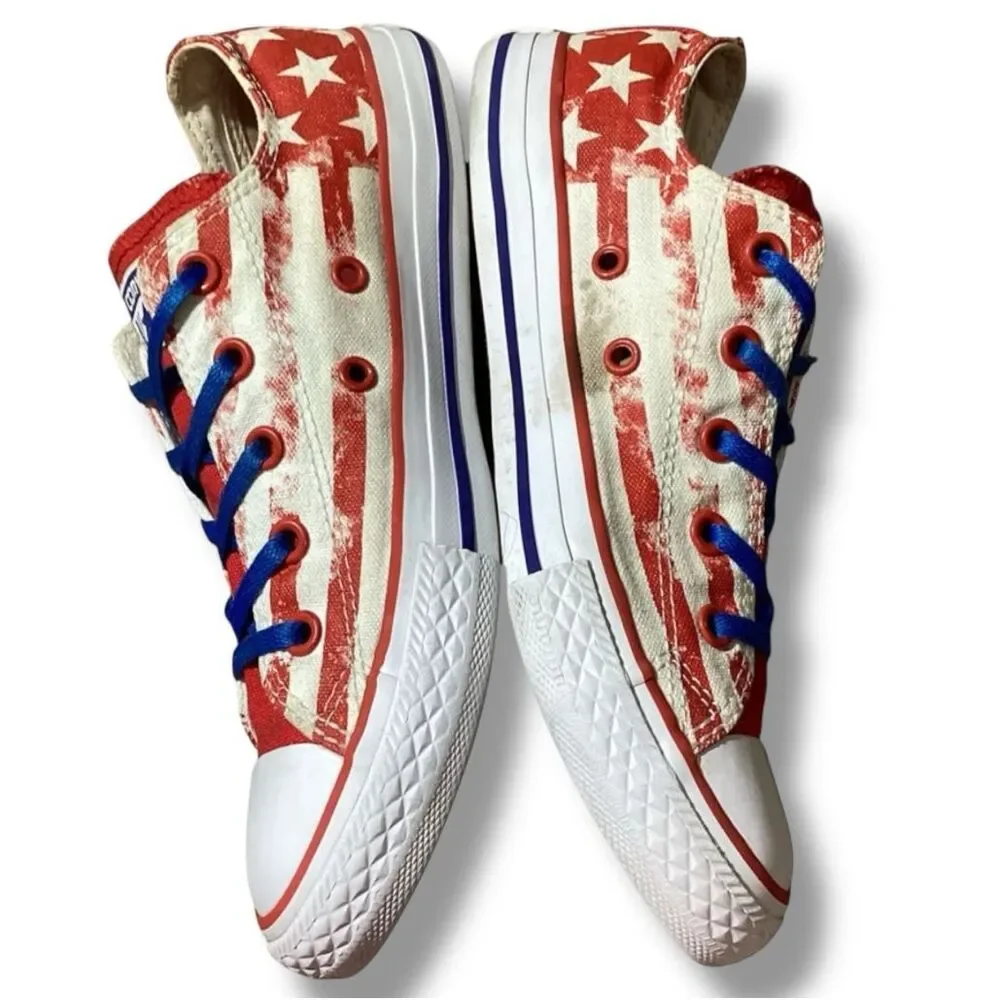Converse Stripes and Stars American Flag Red White & Blue Sneakers Junior Size 2